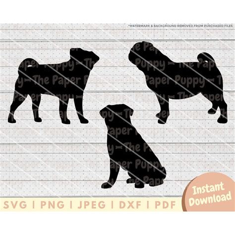 Download Pug Silhouette Bundle DXF Files