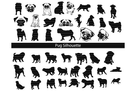 Download Pug Silhouette Bundle For Crafts