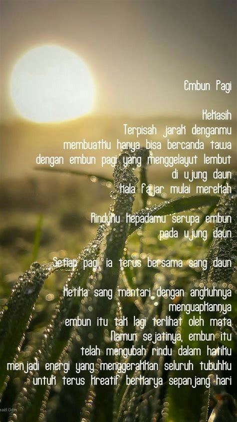 Puisi Cinta Sebening Embun Pagi
