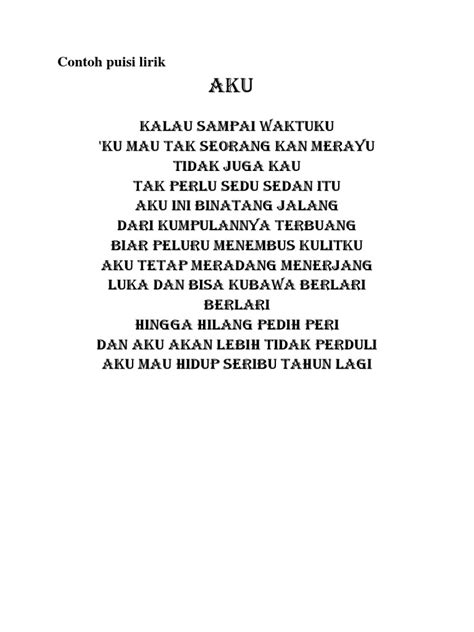 Puisi Lirik Contohnya
