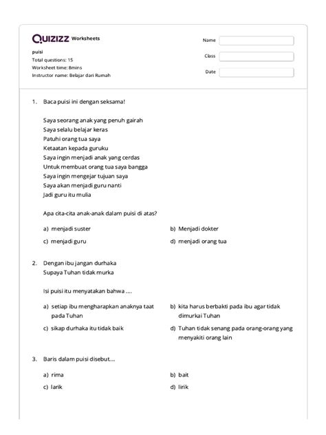 Puisi Quizizz