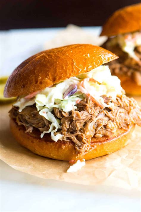 Slow Cooker Smoky BBQ Pulled Pork Sandwiches Recipe Bbq pulled pork
