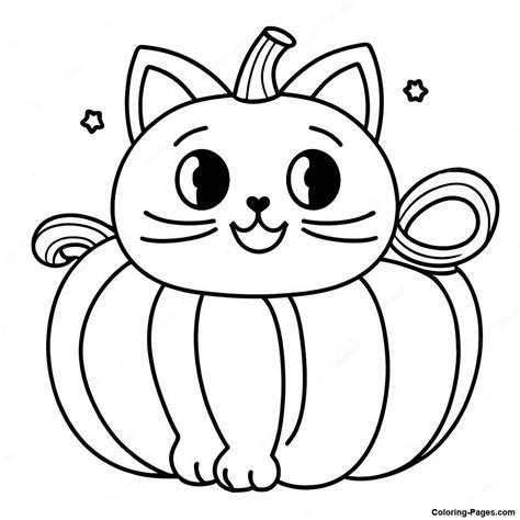 Pumpkin Cat Coloring Page