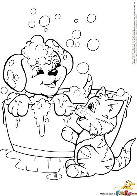 Puppy And Kitty Coloring Pages
