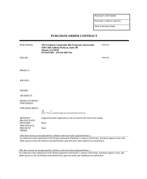 Purchase Order Agreement Template