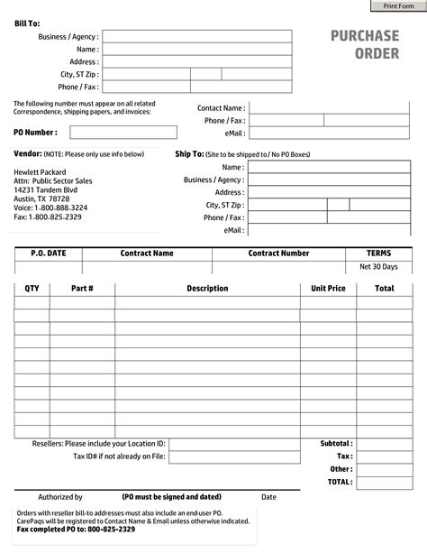 Purchase Order Pdf Template