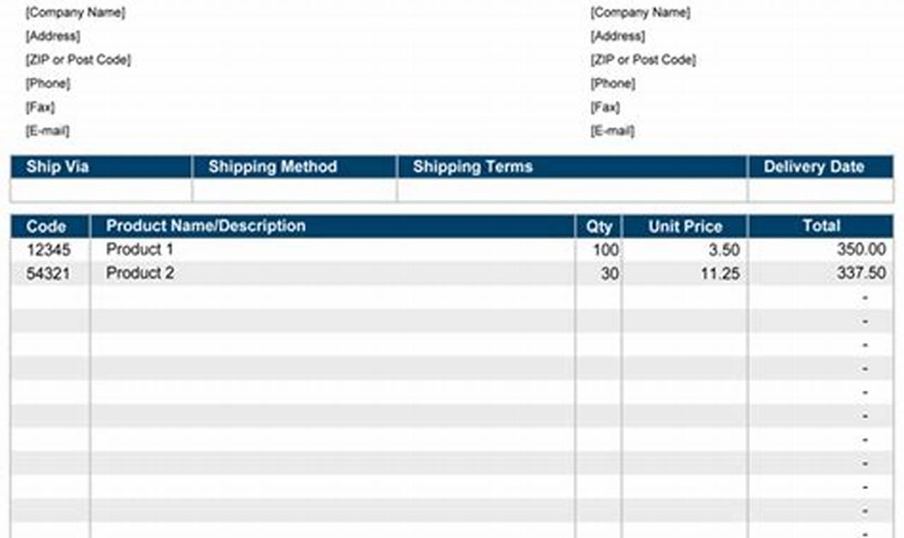 Purchase Order Template For Excel: A Comprehensive Guide