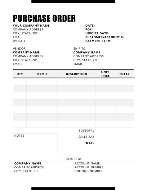 Purchase Order And Invoice Template