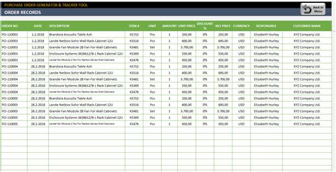 Purchase Order Tracking Excel Template