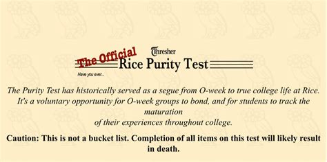 Purity Test Questions