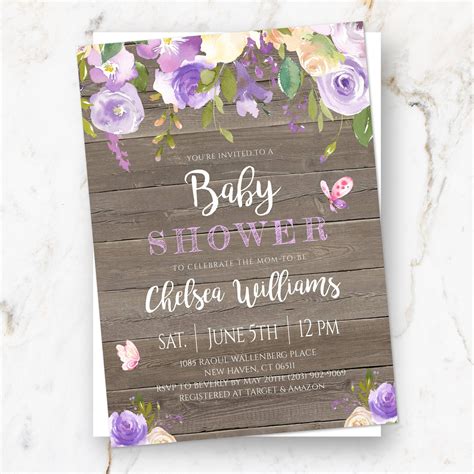 Purple Baby Shower Invitation Templates