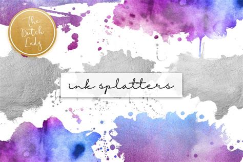 Download Purple Blue Silver Ink Splatter Clipart Files