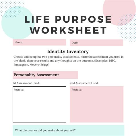 Purpose Driven Life Worksheets