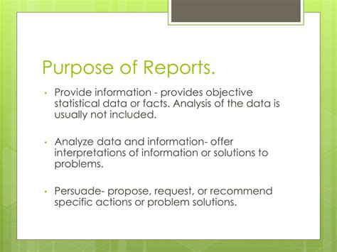 Purpose of Reports