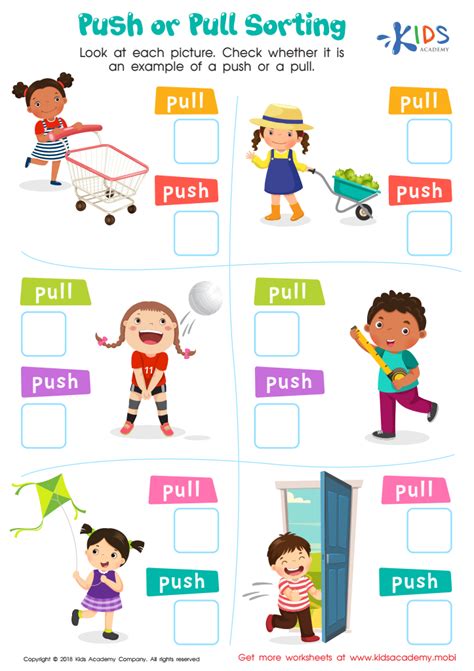 Push And Pull Worksheet For Kindergarten