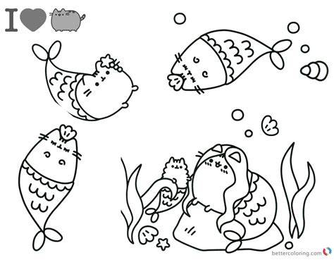 Pusheen Coloring Pages Beautiful Mermaid