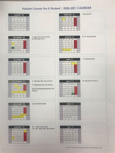 20212022 Putnam County Schools Calendar Poca Elementary School