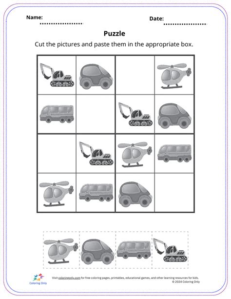 Example of a printable puzzle worksheet template