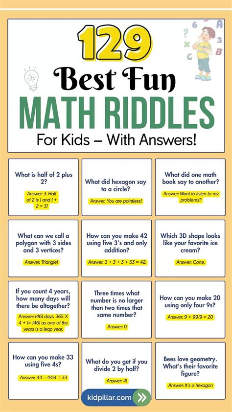 Puzzles Math Riddles For Kids With Answers Easy