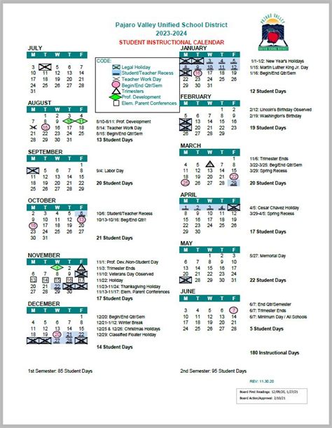 Pvusd District Calendar