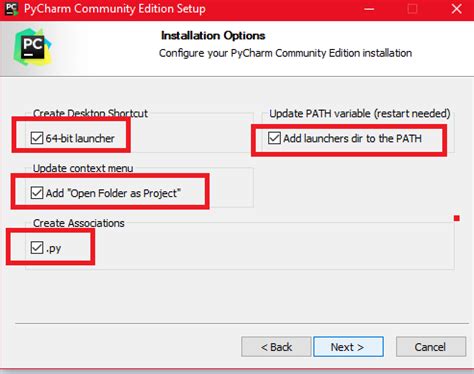 PyCharm Installation Options