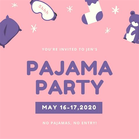 Pyjama Party Invitation Template Free