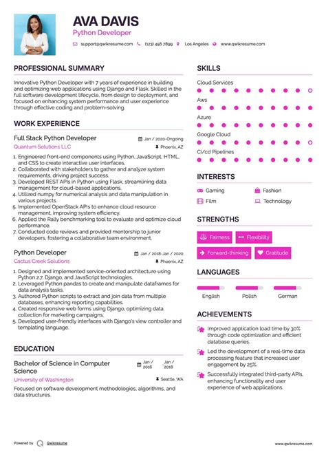 Python Fresher Resume Sample
