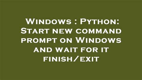 Exit - Effortlessly Start and Wait for Python Command Prompt Exit on Windows