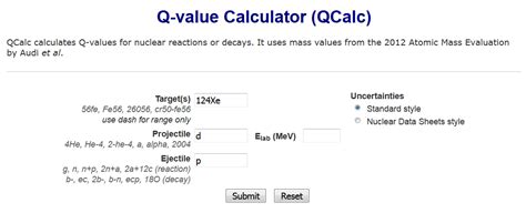Q Value Calculator
