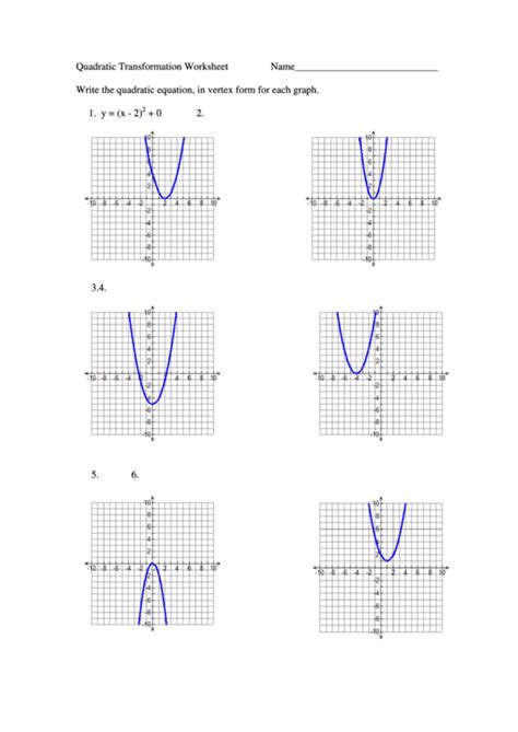 Answer Key Quadratic Transformations Worksheet Answers schematic and