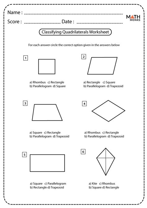 Quadrilateral Worksheets 5th Grade