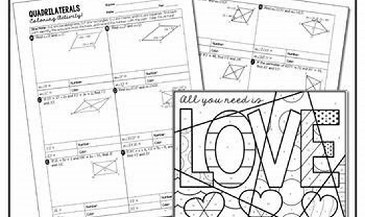 Quadrilaterals Coloring Activity All You Need Is Love Answers