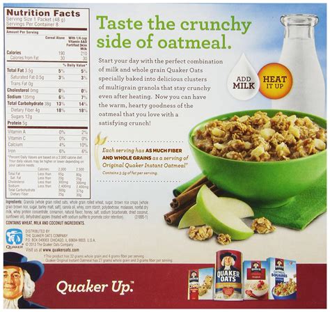 Quaker, Raisin, Date & Walnut, Instant Oatmeal SmartLabel™