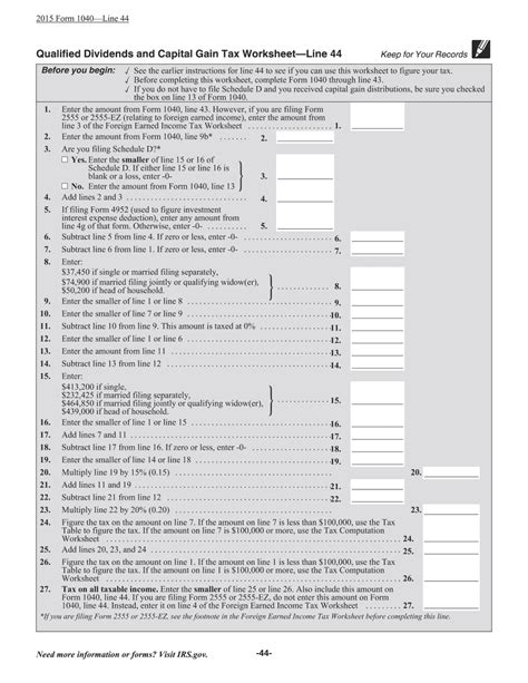 Qualified Dividends And Capital Gain Tax Worksheet Line 16