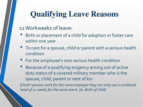Qualifying Reasons for Taking Leave