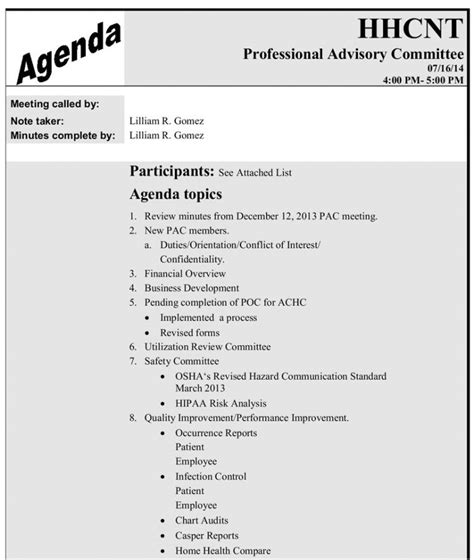 Quality Assurance Meeting Agenda Template
