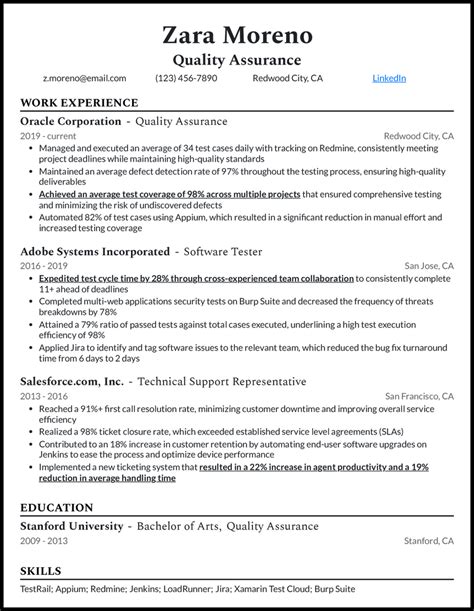 Quality Assurance Resume