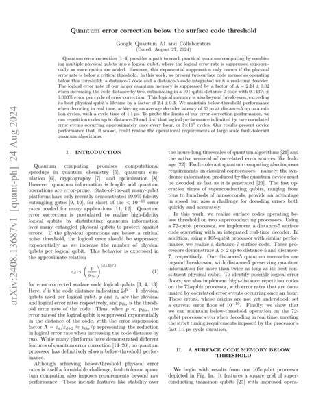 Quantum Error Correction Below the Surface Code Threshold: 7 Rapid Solutions