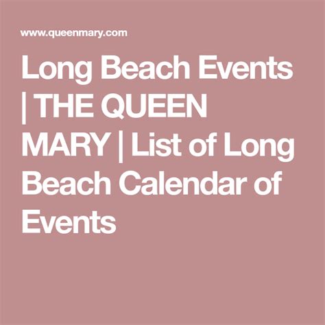 Queen Mary Calendar Of Events