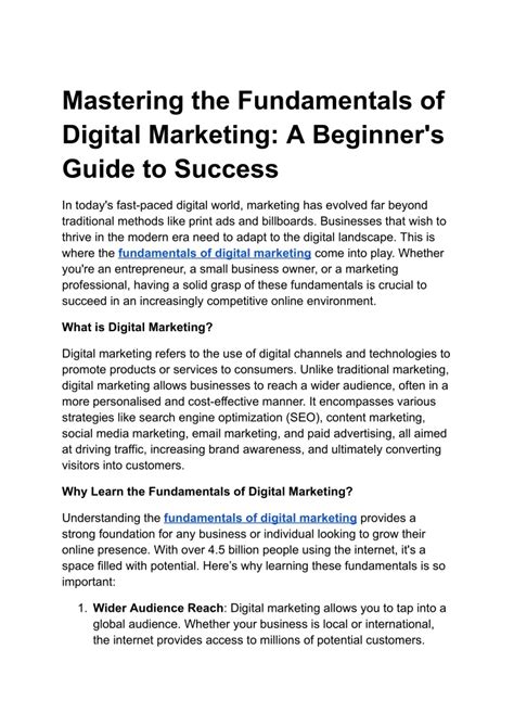 Question and answer Mastering Digital Marketing: Key Fundamentals