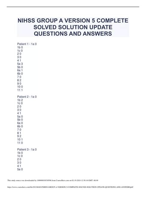Question and answer Mastering the +Quizlet NIHSS 5 Group A: Ace Your Neuro Exam!