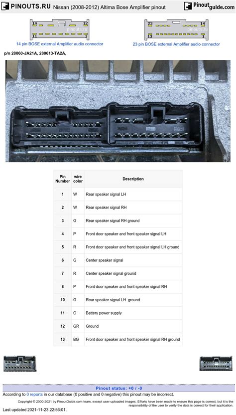 Question and answer Unlocking the 2008 Nissan Maxima Bose System: OEM Connector Wire Harness Color Diagram!