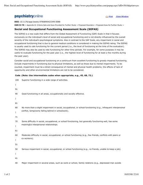 Questions About Social and Occupational Functioning
