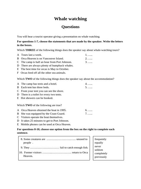 Questions About Whale Watching