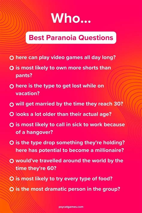 Questions For Paranoia Game