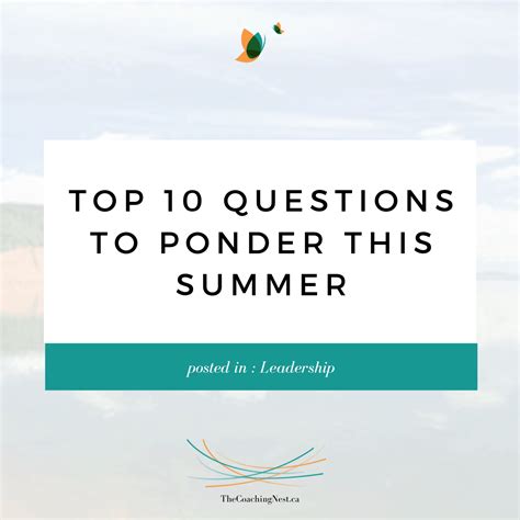 Questions to Ponder