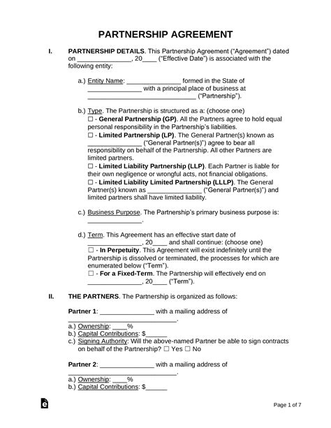 Partnership Agreement Templates 16+ Free Word, Excel & PDF Formats