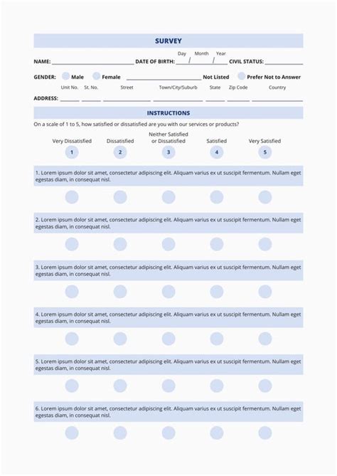 Quick Survey Printable Template