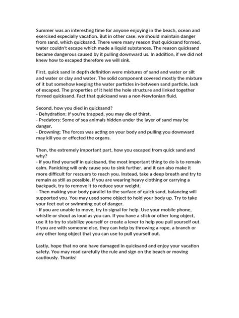 Quicksand safety tips