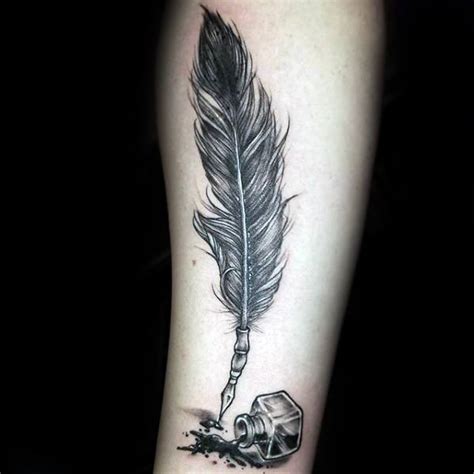 50 Quill Tattoo Designs For Men Feather Pen Ink Ideas